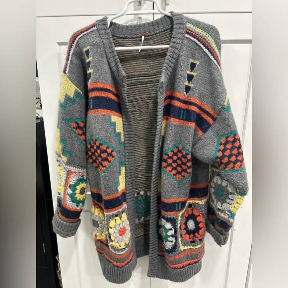 Free People Sweaters - Colorful Geometric Knit Cardigan Free People